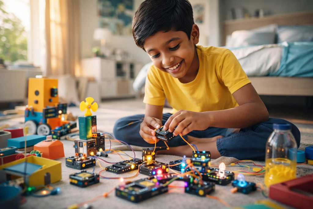 Kid building with Voltblox